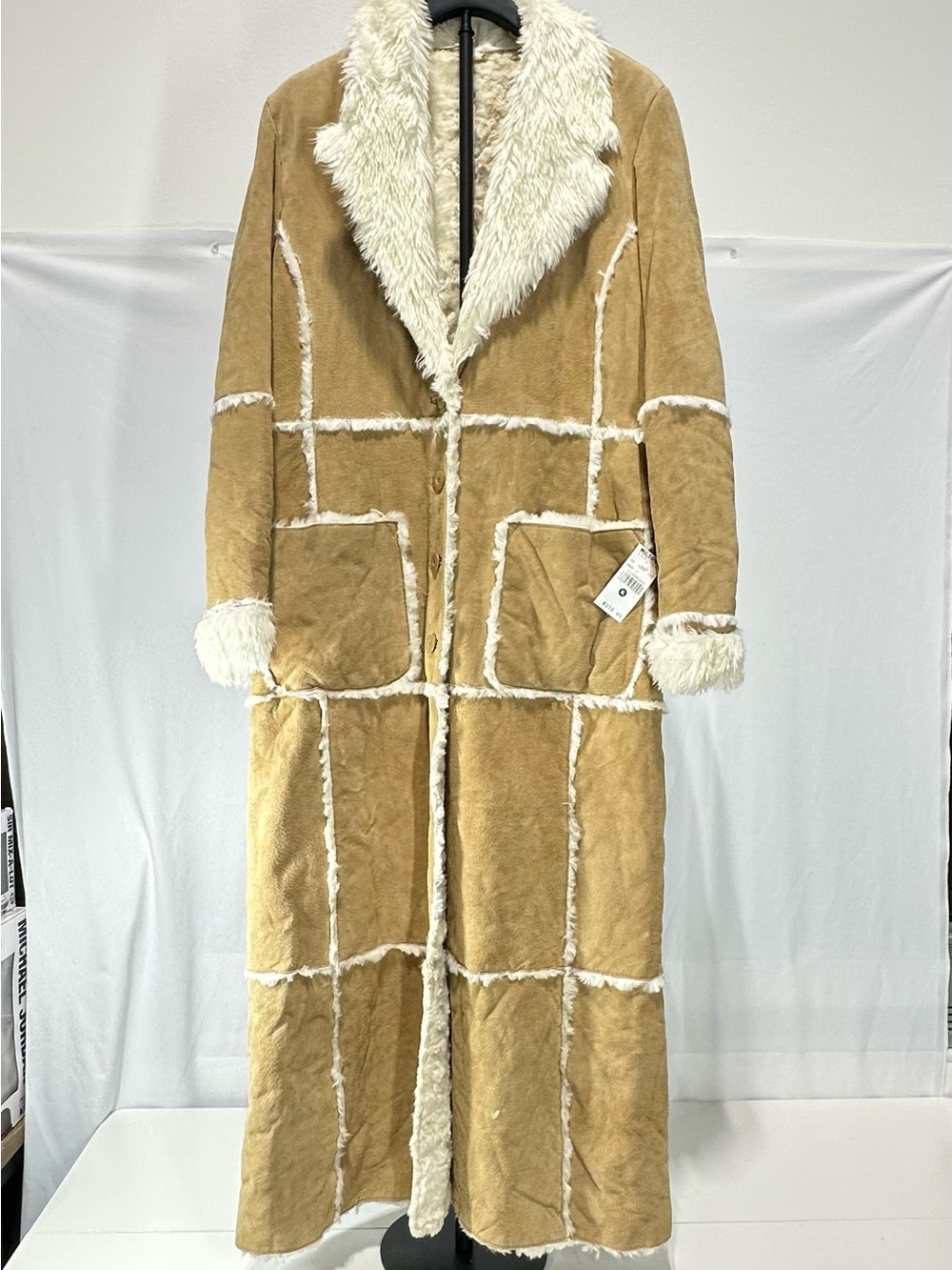 #418 Wilson’s Leather Maxima Penny Lane Vintage Faux Shearling Long Coat Size XL